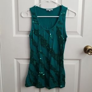 Teal sequin tank
